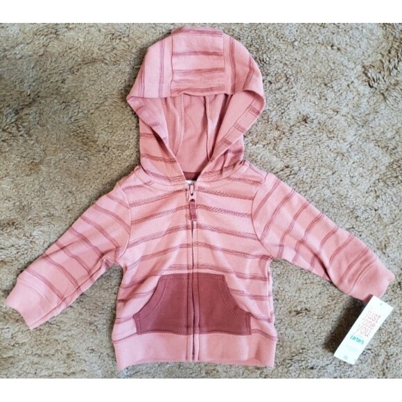 Just One You by Carter's Orange Striped Hoodie Size: NB. NWT - Picture 5 of 5